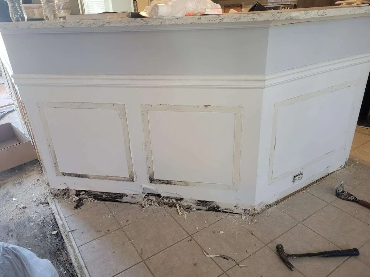 Water damage and mold on kitchen during Storm Damage Restoration in Potomac